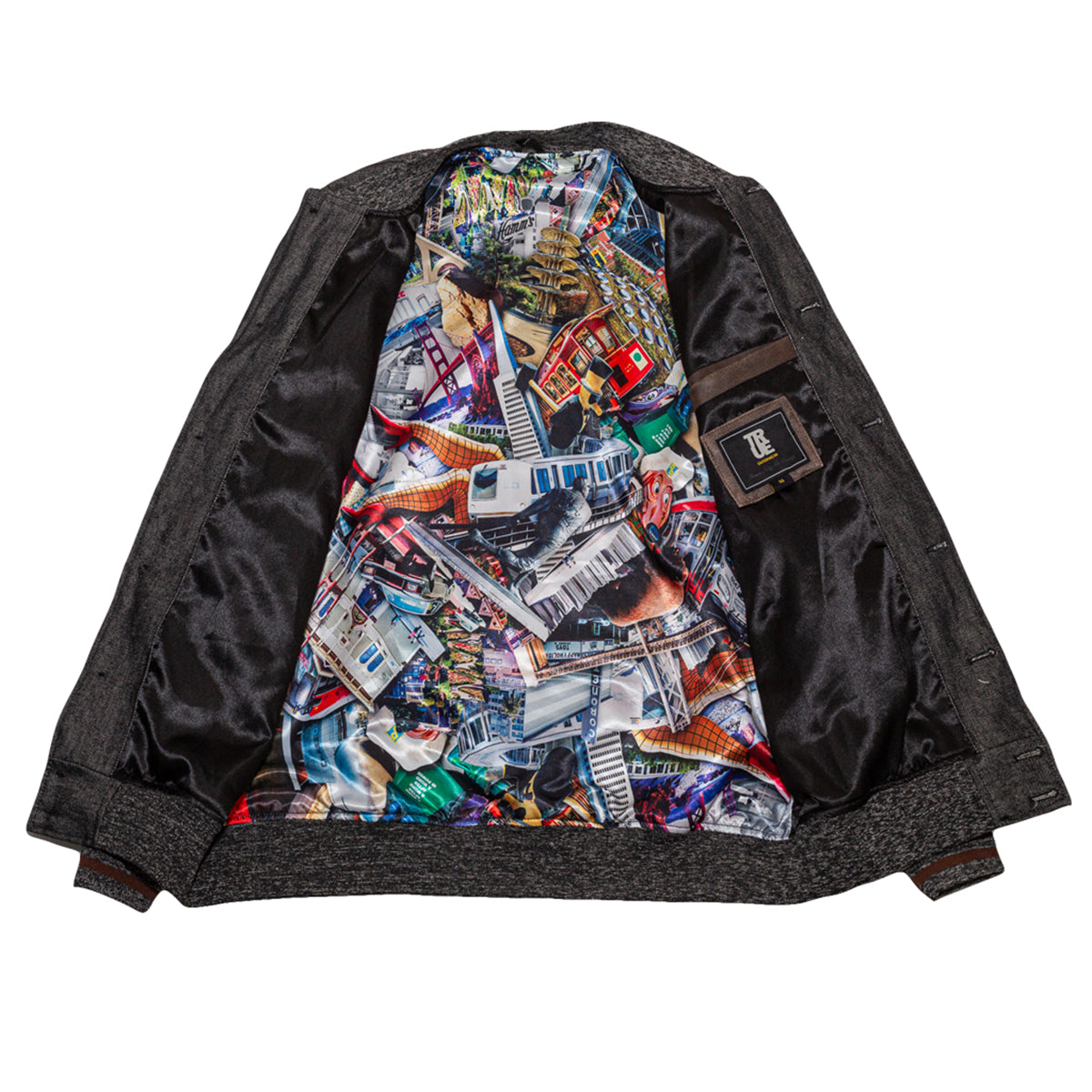 Men's True NSF Varsity Jacket Black Denim