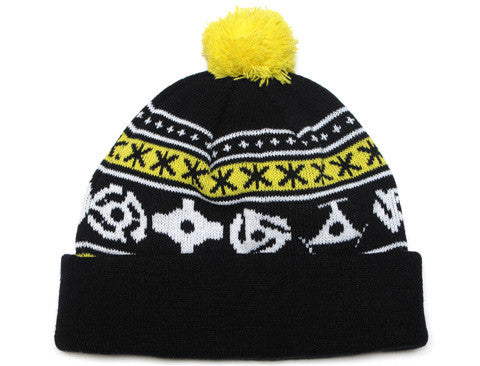 True 45 Pom Beanie Black/Yellow - Shop True Clothing