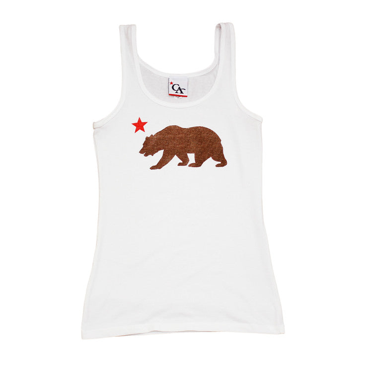 Womens Cali Bear Tank Top White - Shop True Clothing