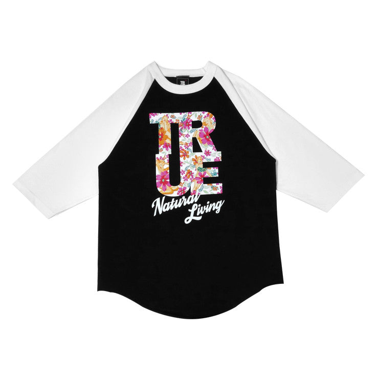 Mens True Natural Living Raglan T-Shirt Black/White - Shop True Clothing