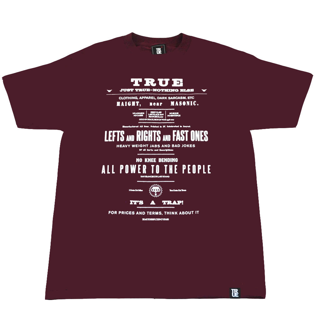 Mens True Old Ad T-Shirt Burgundy – Shop True Clothing