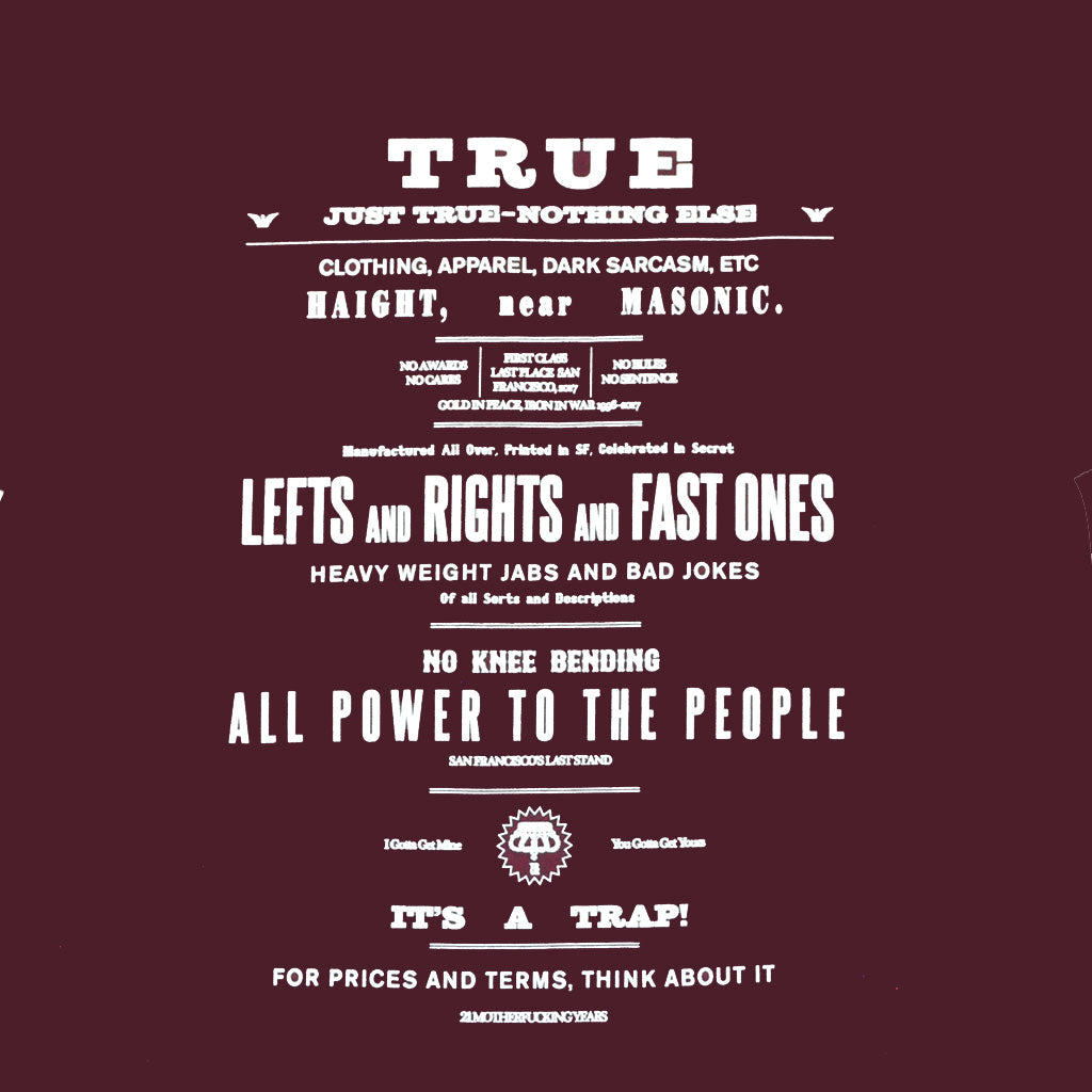 Mens True Old Ad T-Shirt Burgundy - Shop True Clothing