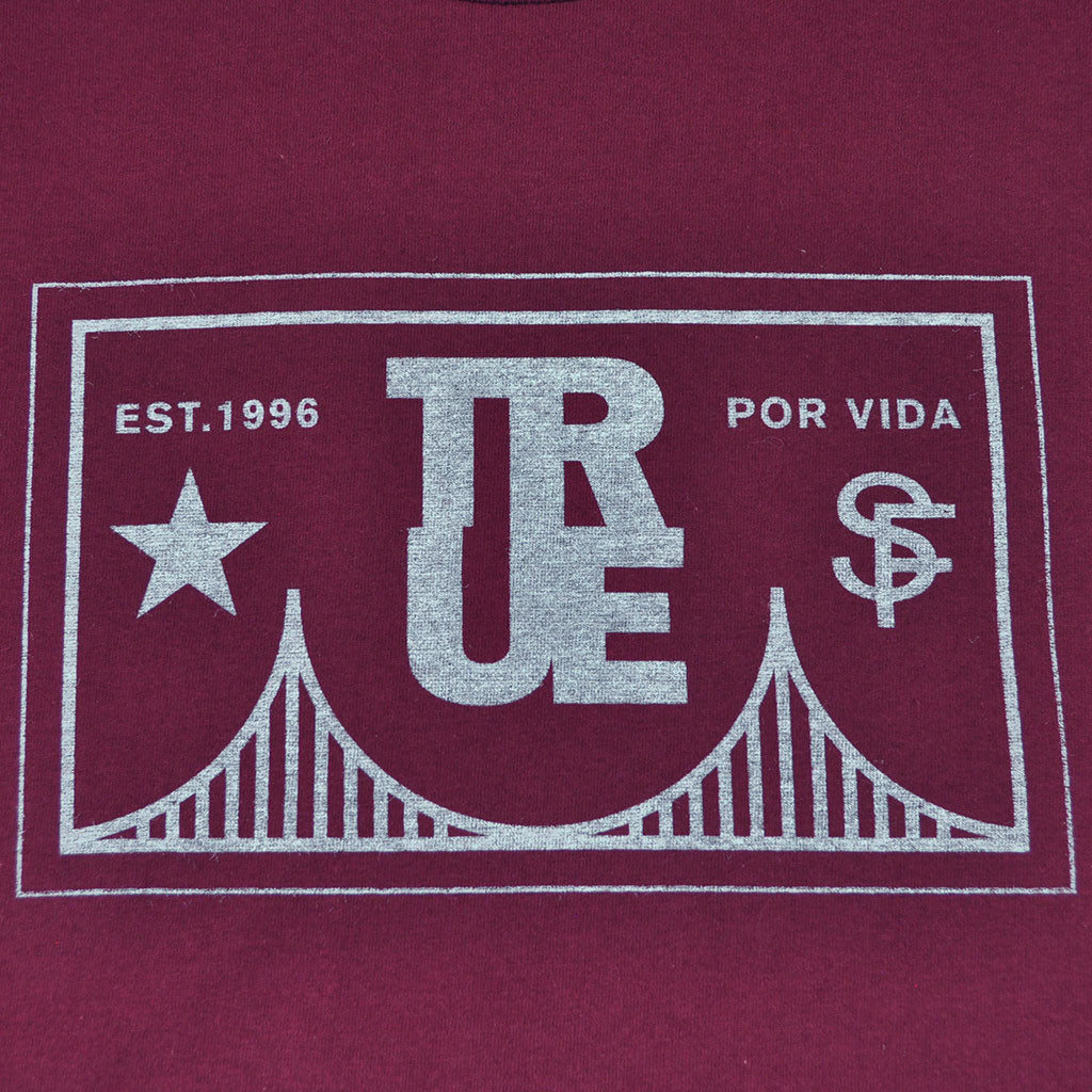 Mens True Por Vida T-Shirt Burgundy - Shop True Clothing