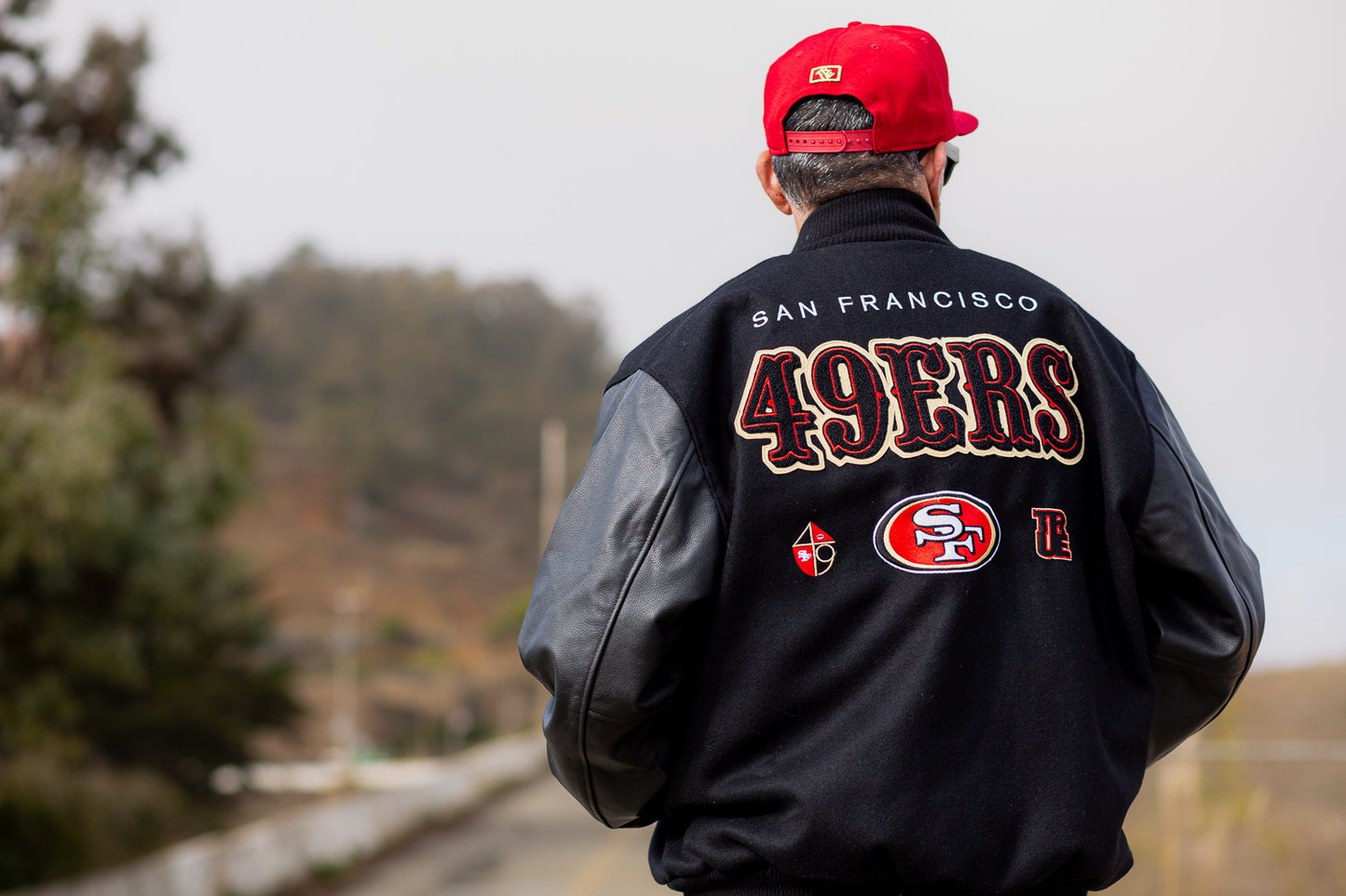 TRUE x Nike x  San Francisco 49ers Destroyer Varsity Jacket Black