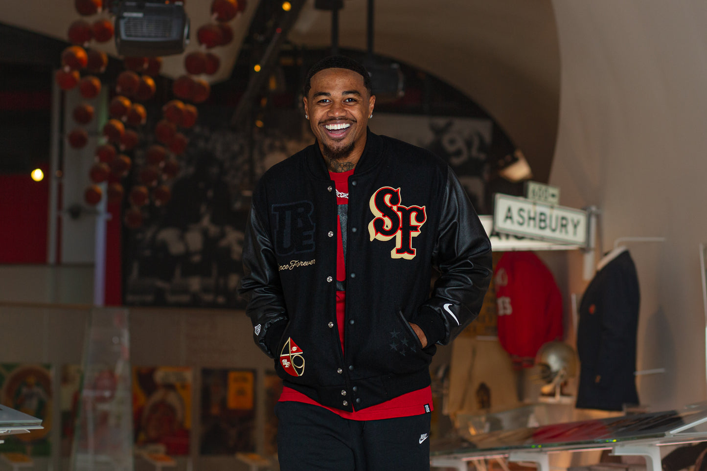 TRUE x Nike x  San Francisco 49ers Destroyer Varsity Jacket Black