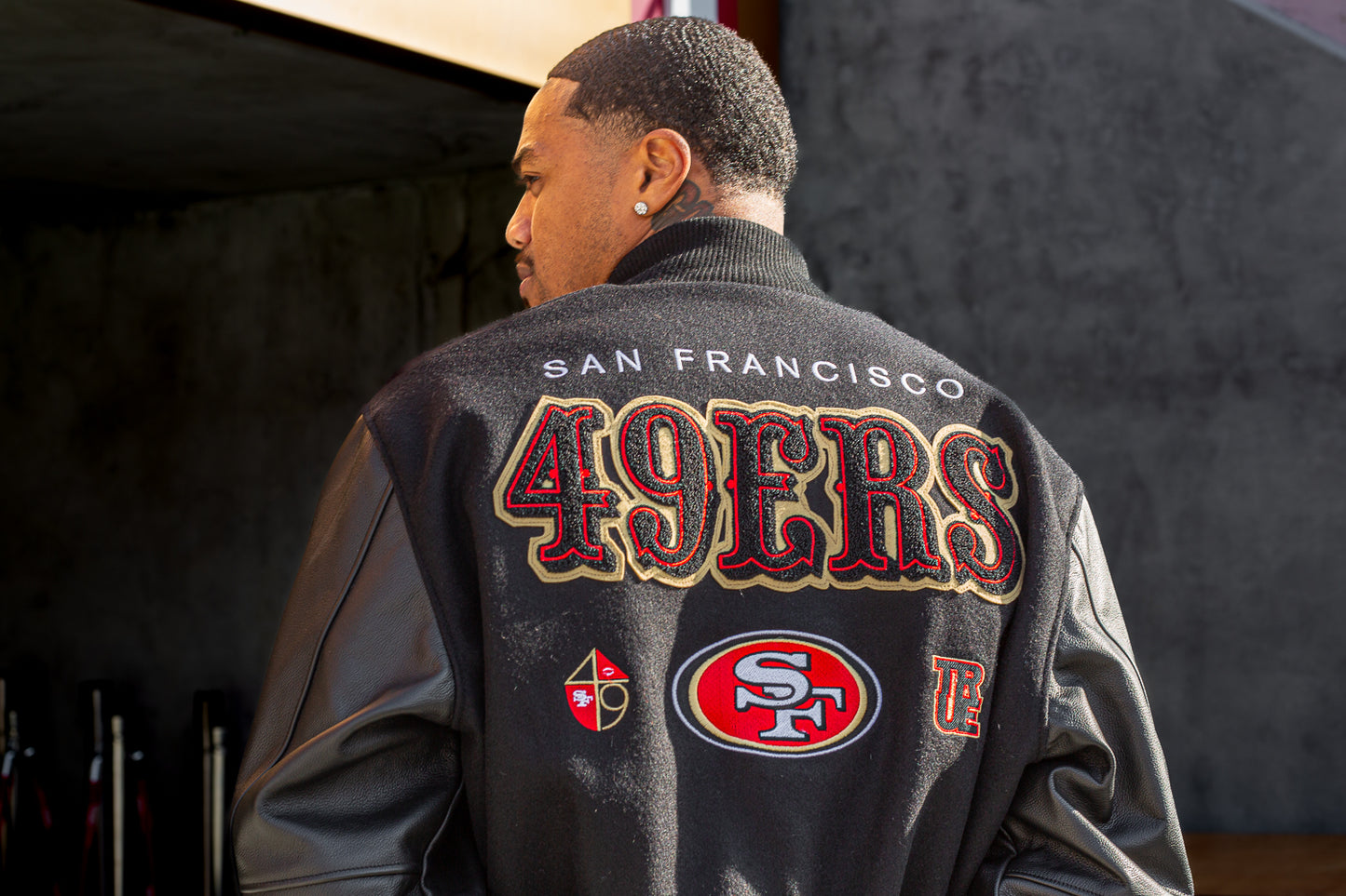 TRUE x Nike x  San Francisco 49ers Destroyer Varsity Jacket Black