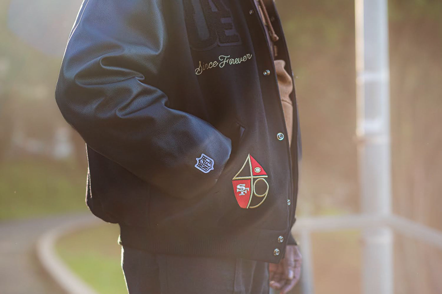 TRUE x Nike x  San Francisco 49ers Destroyer Varsity Jacket Black