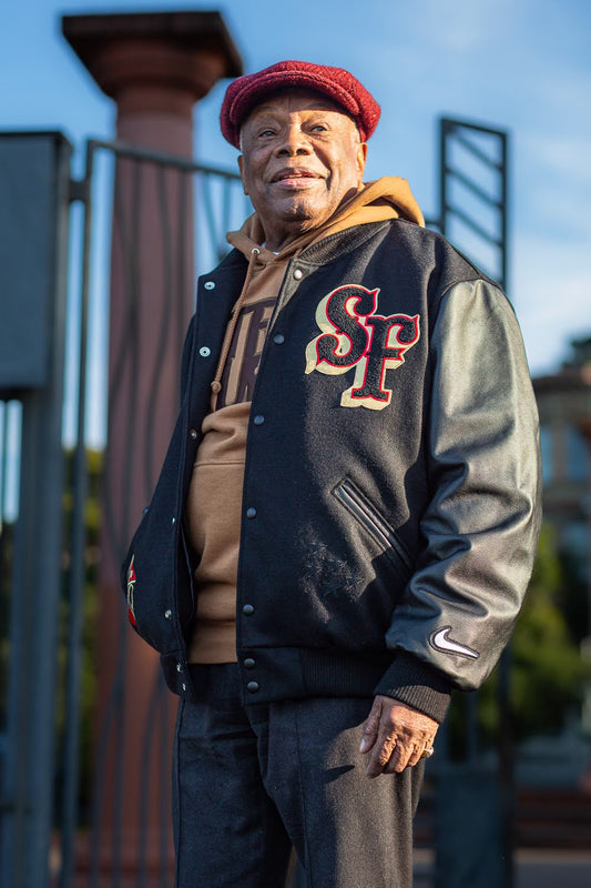 TRUE x Nike x  San Francisco 49ers Destroyer Varsity Jacket Black