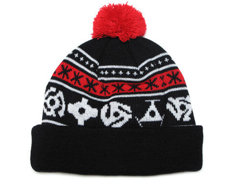 True 45 Pom Beanie Black/Red - Shop True Clothing
