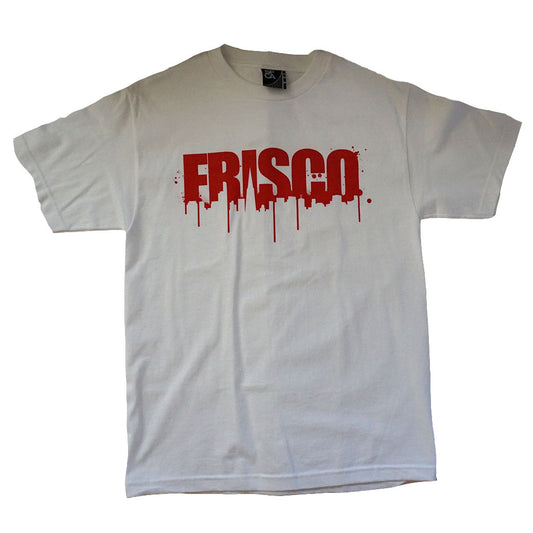 Mens SFCA Frisco Drips T-Shirt, White with Red