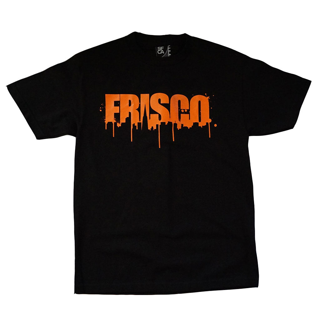 Mens SFCA Frisco Drips T-Shirt, Black with Orange