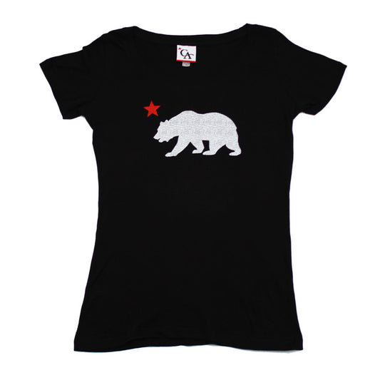 Womens Cali Bear Star T-Shirt Black - Shop True Clothing