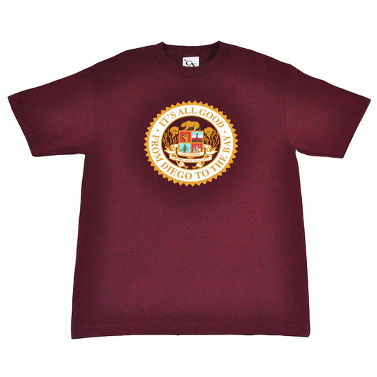 Mens Cali Assembly Seal T-Shirt Burgundy - Shop True Clothing