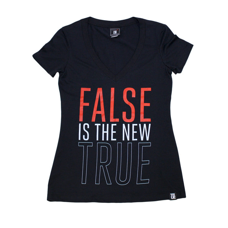 True Womens False is V-Neck T-Shirt Black - Shop True Clothing