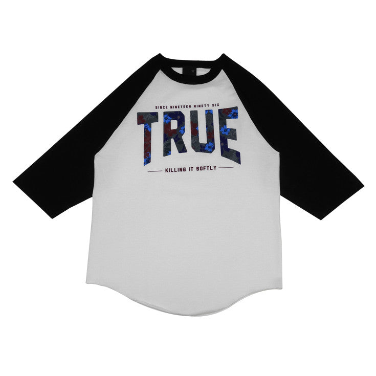 Mens True Floral 2 Raglan T-Shirt White/Black - Shop True Clothing