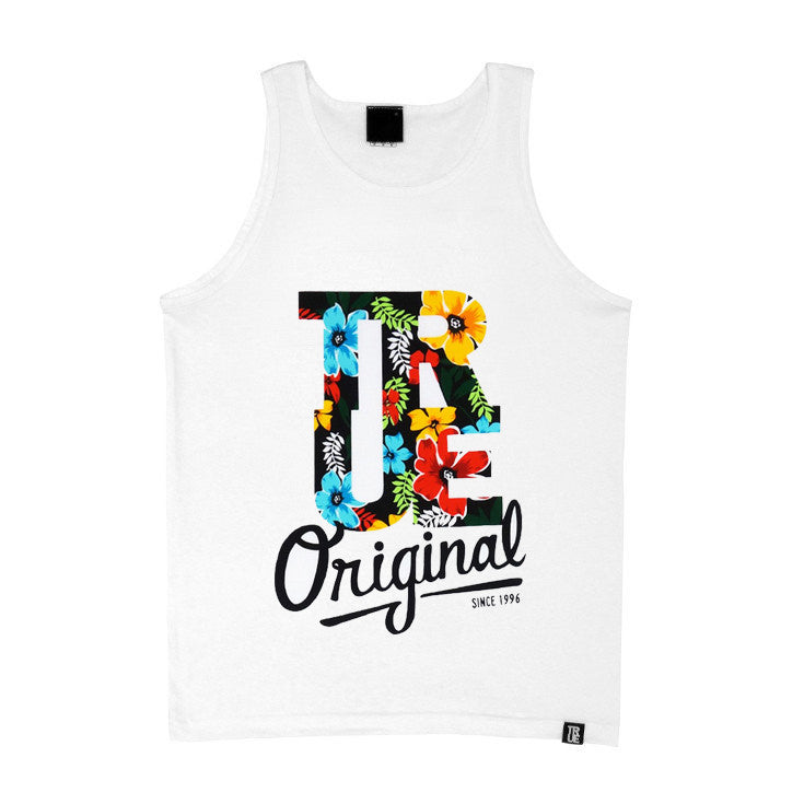 Mens True Floral Tank Top White - Shop True Clothing
