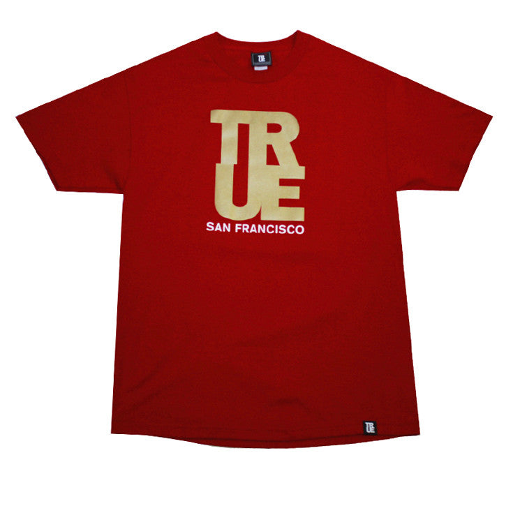 Mens True Logo SF T-Shirt Red / Gold - Shop True Clothing