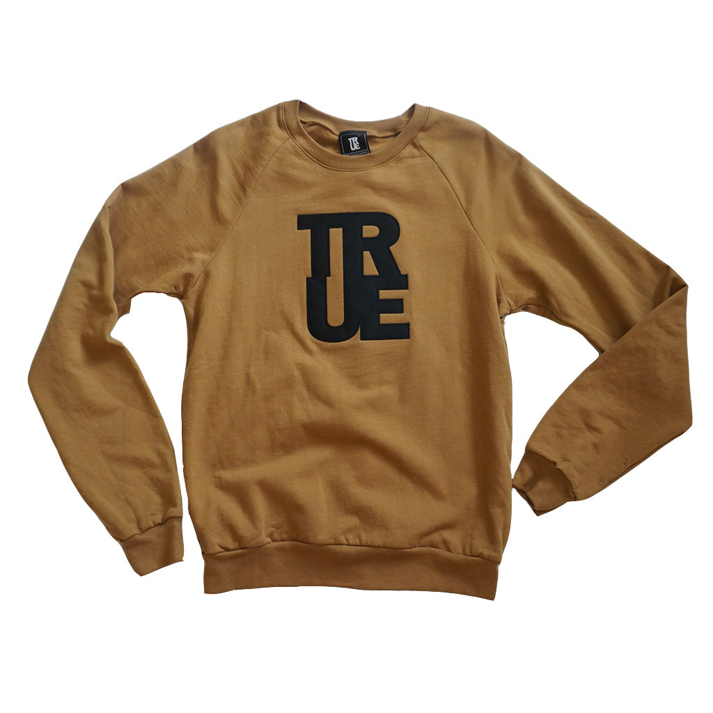 Womens True Logo Crewneck Sweatshirt Tan/Black