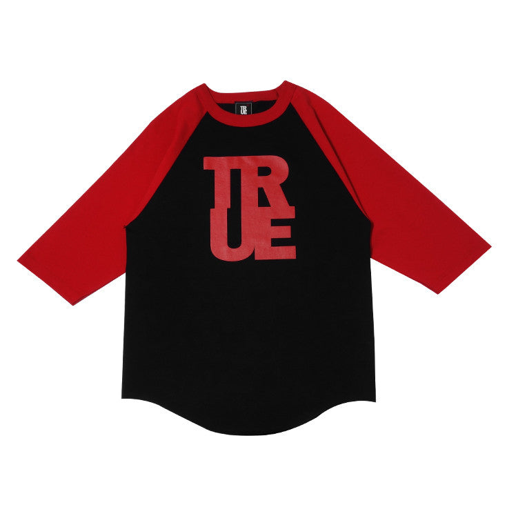 Mens True Logo Raglan T-Shirt Black/Red - Shop True Clothing