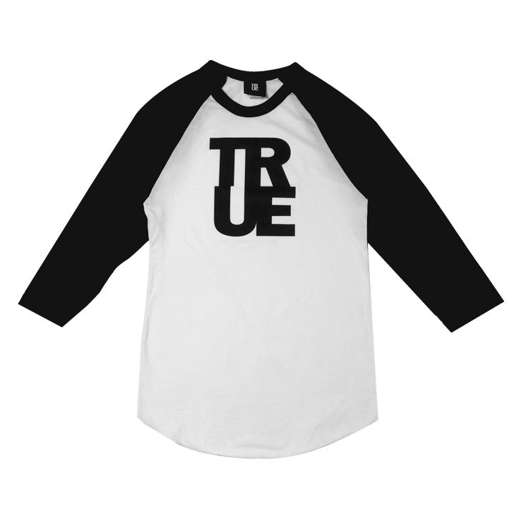 Womens True Logo Raglan T-Shirt White/Black - Shop True Clothing