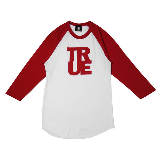 Womens True Logo Raglan T-Shirt White/Red - Shop True Clothing