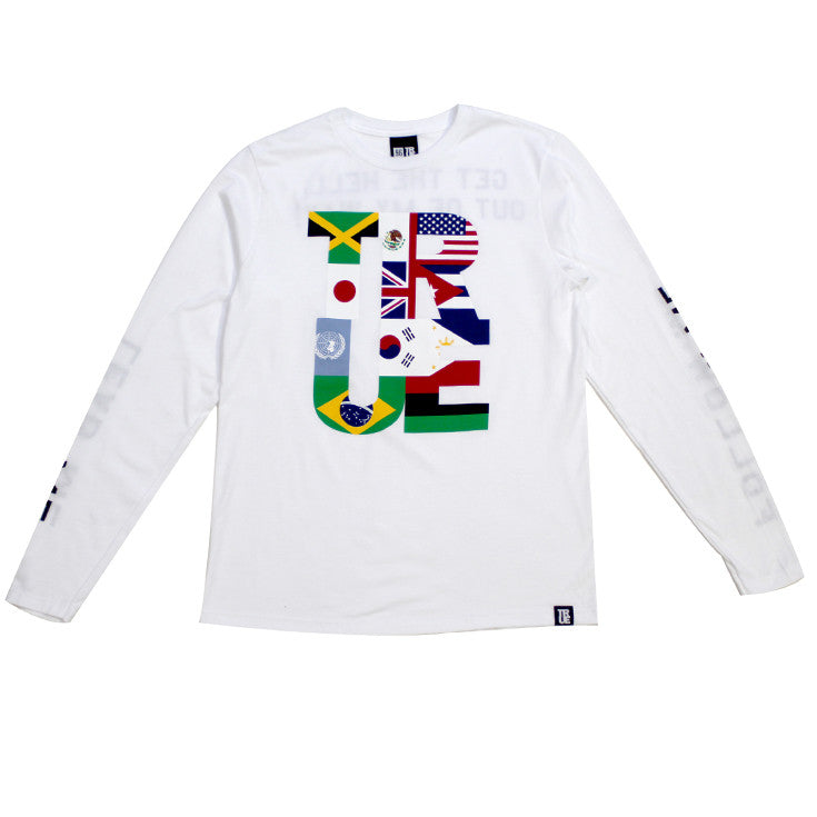 Mens True Nations Long Sleeve T-Shirt White - Shop True Clothing