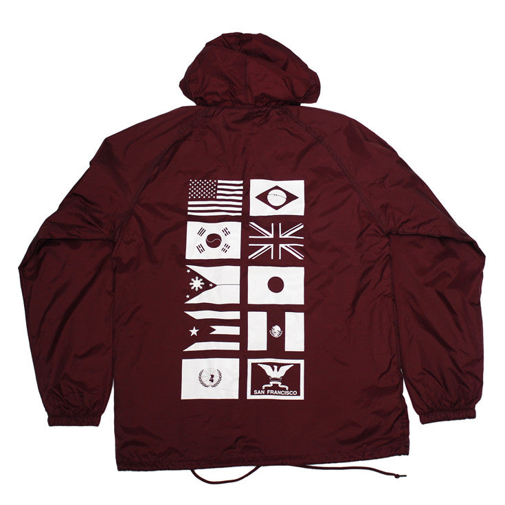True Mens Nations Hooded Coaches Jacket Burgundy - Shop True Clothing