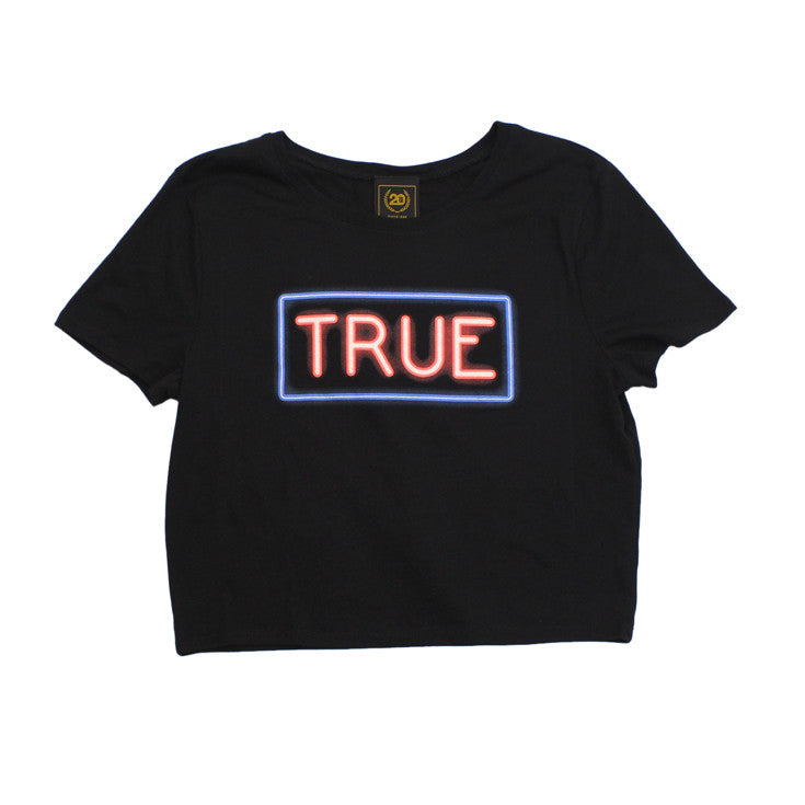 True Womens Neon Crop Top Black - Shop True Clothing