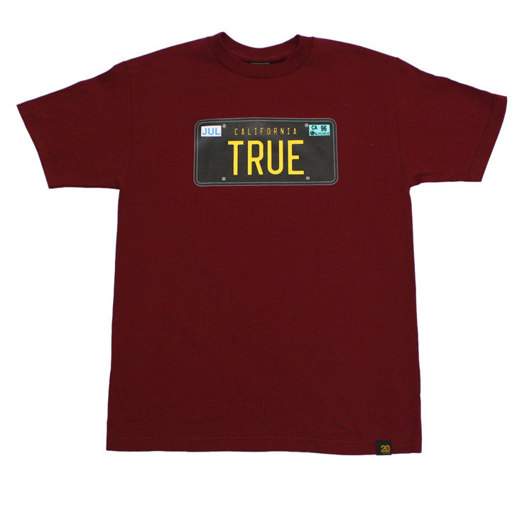Mens True Plate T-Shirt Burgundy - Shop True Clothing
