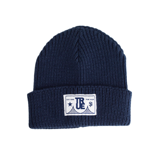 True Por Vida Waffle Beanie Navy (Navy Label)