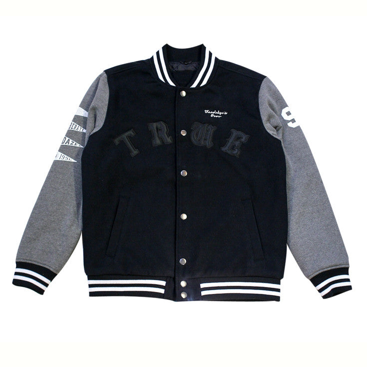 True Mens School Daze Varsity Jacket Black - Shop True Clothing