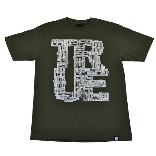 Mens True Street Signs T-Shirt Olive - Shop True Clothing