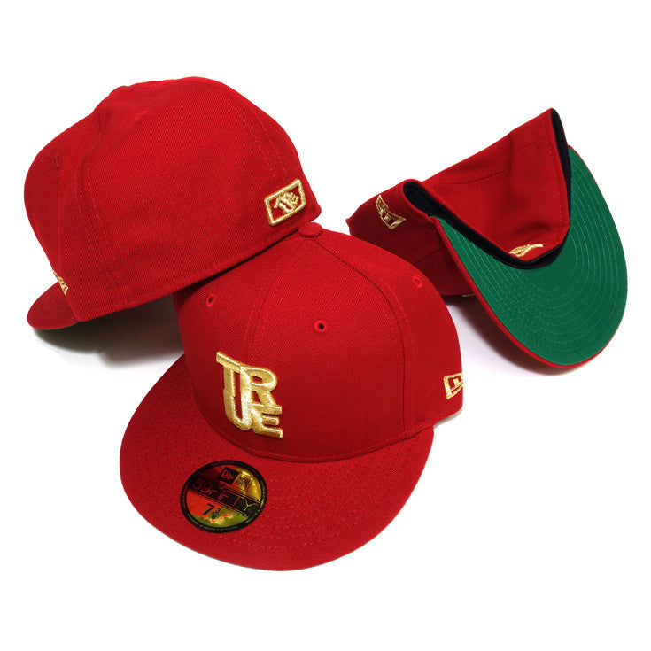 True Logo New Era Fitted Cap Red/Gold - Shop True Clothing