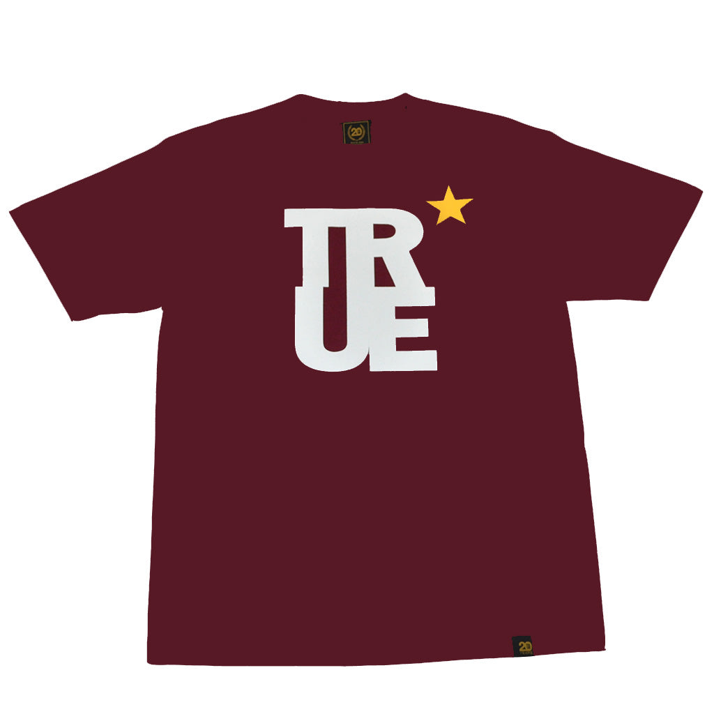 Mens True Logo Star T-Shirt Burgundy - Shop True Clothing