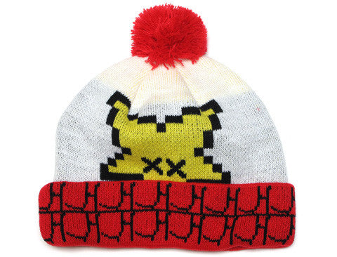 True Vincibility Pom Beanie White/Red - Shop True Clothing