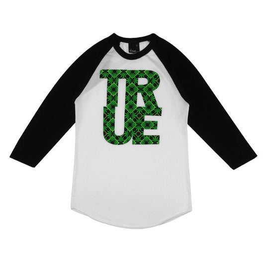 Womens True Argyle Raglan THC T-Shirt White/Black - Shop True Clothing