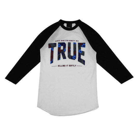 Womens True Floral 2 Raglan T-Shirt White/Black - Shop True Clothing